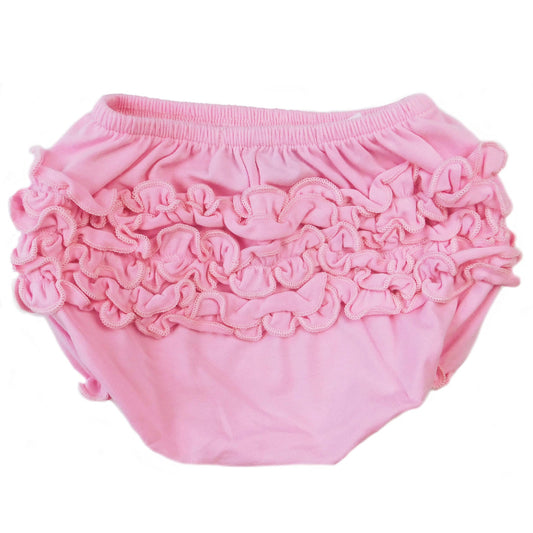 Girls Light Pink Knit Ruffled Butt Bloomer