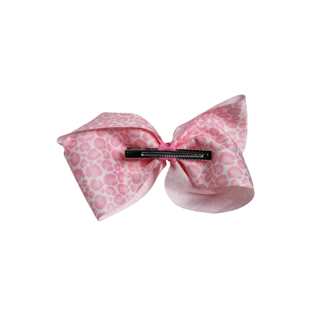 Pink Leopard Print 7” Grosgrain Bow